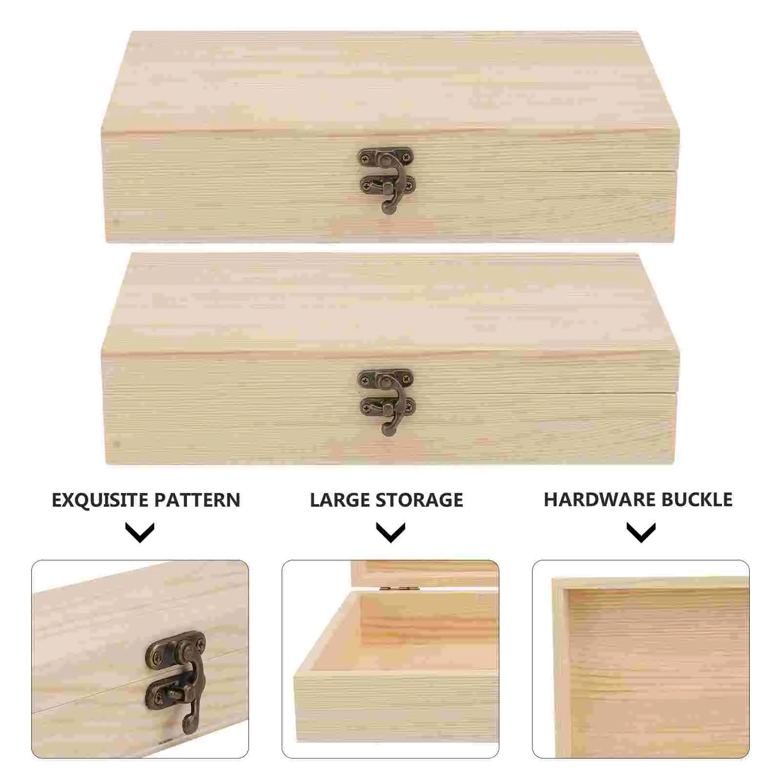 

2 Pcs Tool Storage Box Home Decor Tools Container Gift Stackable Sundries Organizer Wooden Case