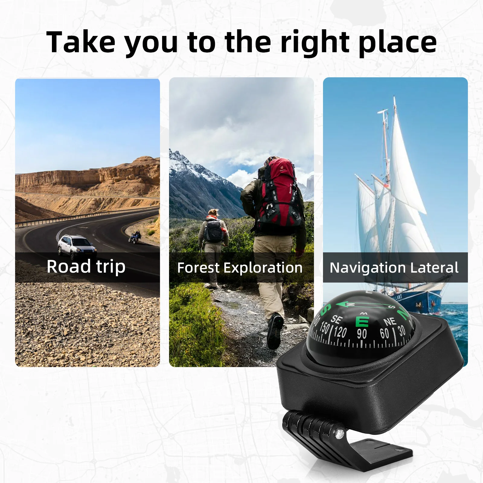 

Автомобильный компас в форме шара, регулируемая навигационная панель, автомобильный компас, направляющая для наружного автомобиля, лодки, езды на велосипеде, пешего туризма