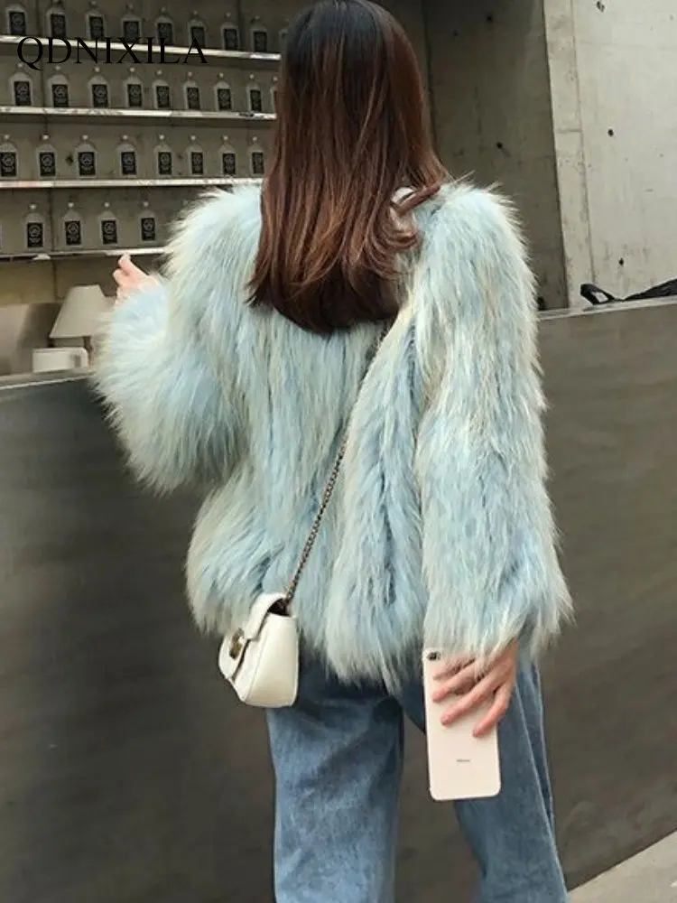 Winter Coat for Women 2022 Women Winter Jacket New Style Imitation Fox Fur Woven Fur Coat Women's Short Faux Fur Coat Women