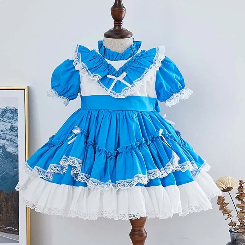 

Children Girl Spanish Princess Dress 2022 Summer Lolita Dresses Lace Ball Gown Puff Sleeve Toddler Party Outfits 1-5 Years
