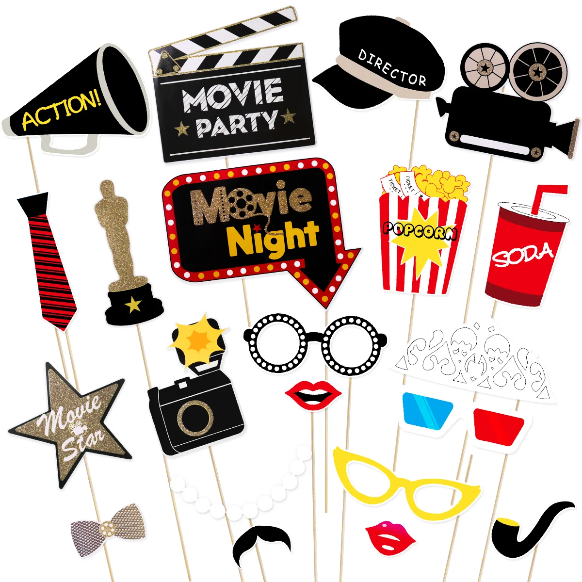 

Tinksky 21Pcs Movie Theme Party Mask Photo Props Bachelorette Party Wedding Decor Mustache Birthday Party Supplies