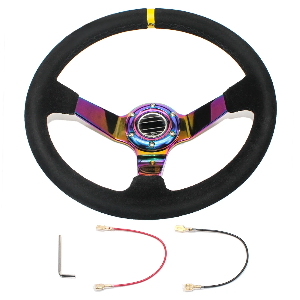 

Universal Brilliant color 350mm 14Inch Sparco Racing Steering Wheel Car Rally Race Suede Leather JDM Steering Wheel
