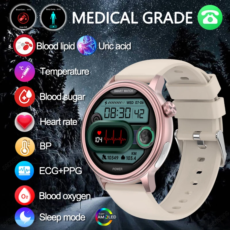 Новинка 2024 умные часы медицинского класса с измерением уровня сахара в крови