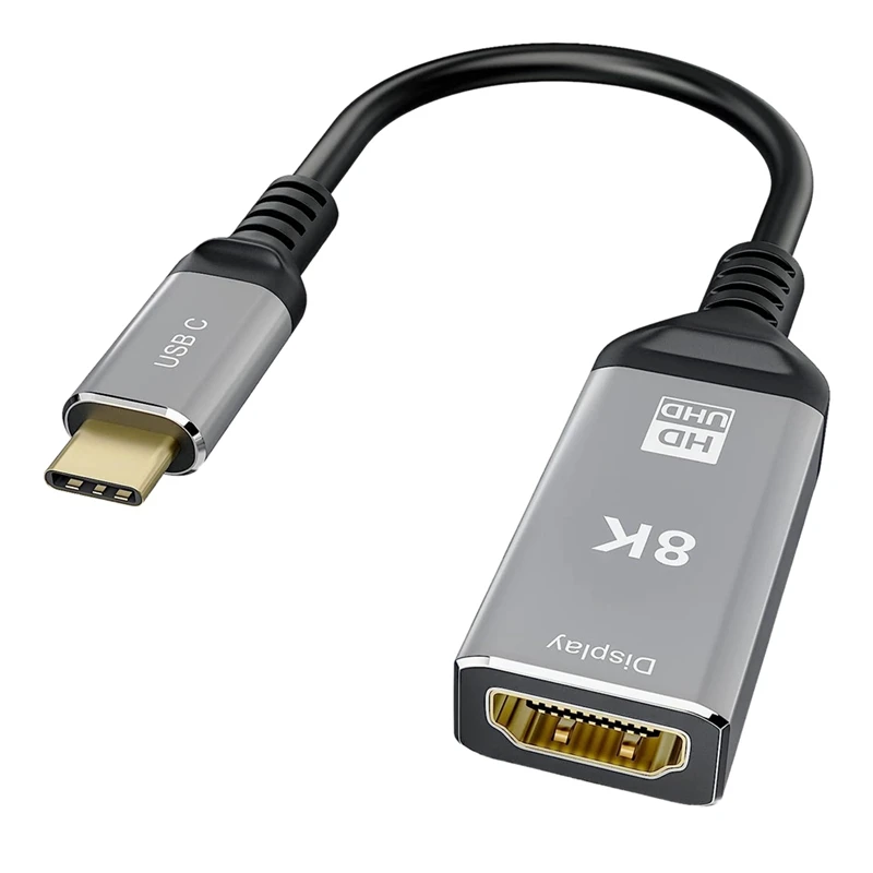 

Адаптер с USB C на HDMI-совместимый адаптер 4K 120 Гц 8K 60 Гц USB Type C на HDMI-совместимый адаптер 2,1 поддерживает скорость передачи 48 Гбит/с