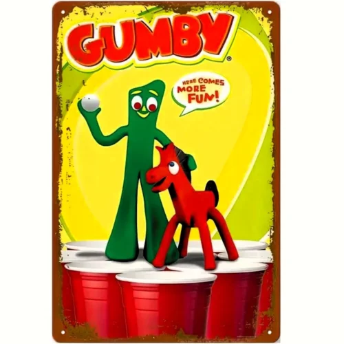 Винтажный металлический знак Gumby и Pokey Ретро Декор стен 12x8 дюймов