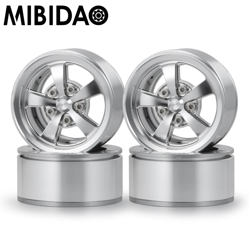 

MIBIDAO 4Pcs 1.9 inch Wheel Hubs Metal Alloy Beadlock Wheel Rims for Axial SCX10 CC01 D90 D110 1/10 RC Crawler Car Model Parts