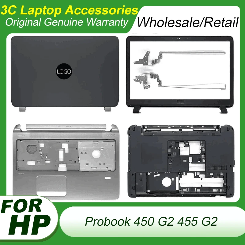 

New Laptop LCD Back Cover Front Bezel Hinges Palmrest Bottom Case For HP Probook 450 G2 455 G2 Top Case Replacement 768123-001