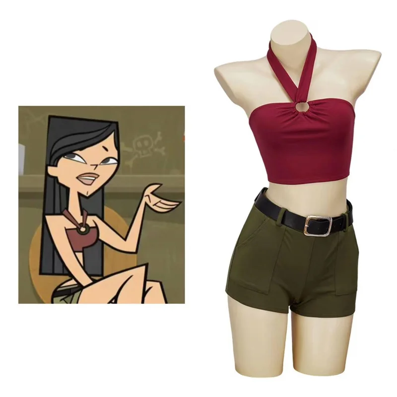 

Anime Total Drama Heather Cosplay Costume Women Sexy Halter Top Shorts Uniform Halloween Carnival Party Outfit