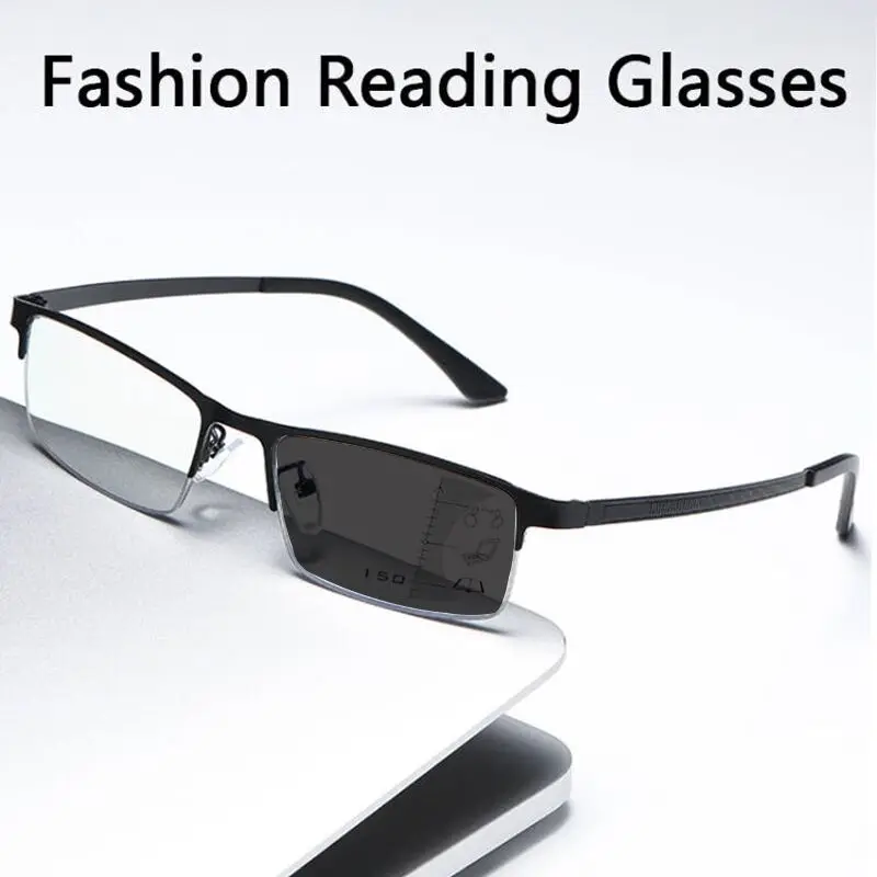 

Прогрессивные бифокальные многофокальные очки для чтения, мужские фотохромные очки с УФ-защитой для дальнозоркости, женские и мужские ульт...