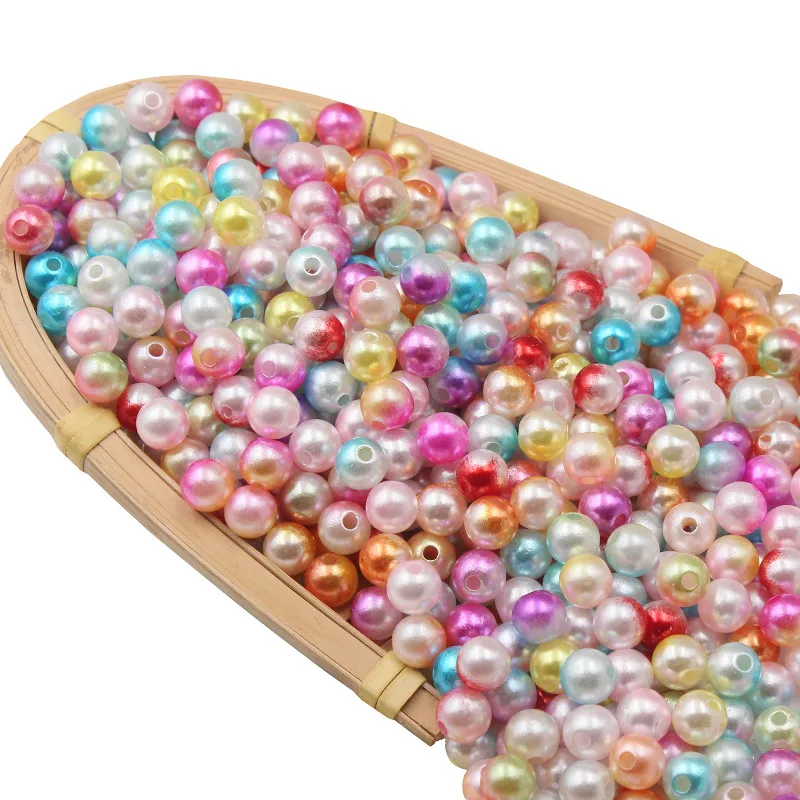 

200Pcs 6-8mm Multicolor Round Beads Lmitation Pearls DIY Decorate Necklace Bracelet Crafts Handmade Making Accessories Material