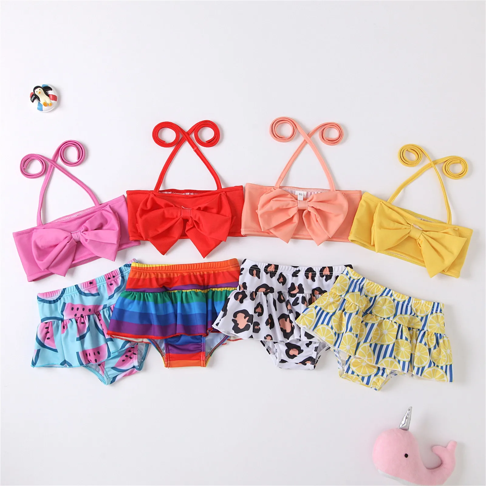 

Toddler Baby Swimwear Kids Girls Strap Halter Fashion Print Two Pieces Bikini Set Swimsuit Bathing Suit Beachwear bañador niña