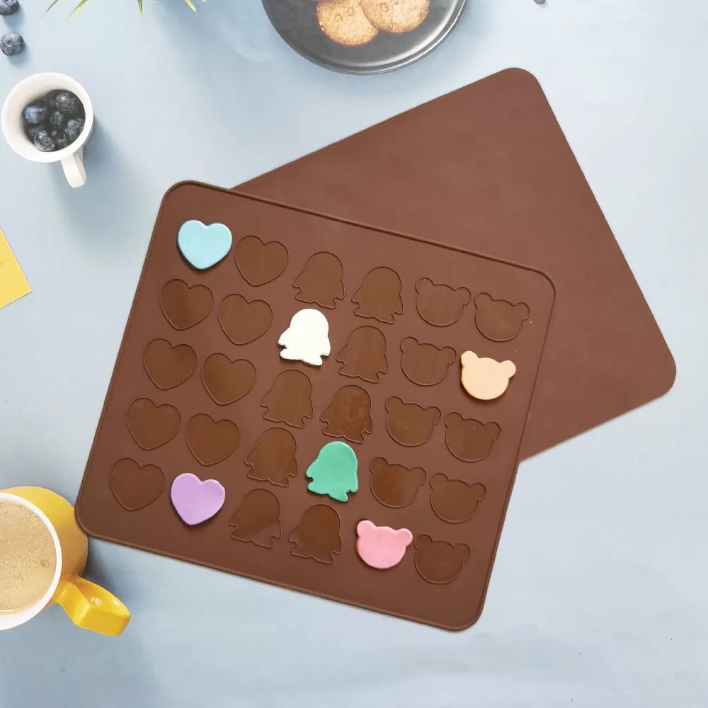 

Silicone DIY Cake Baking Mat 30 Cavity Pastry Cake Macaron Mat Bear Penguin Heart Shaped Baking Mould Sheet Pad Tray