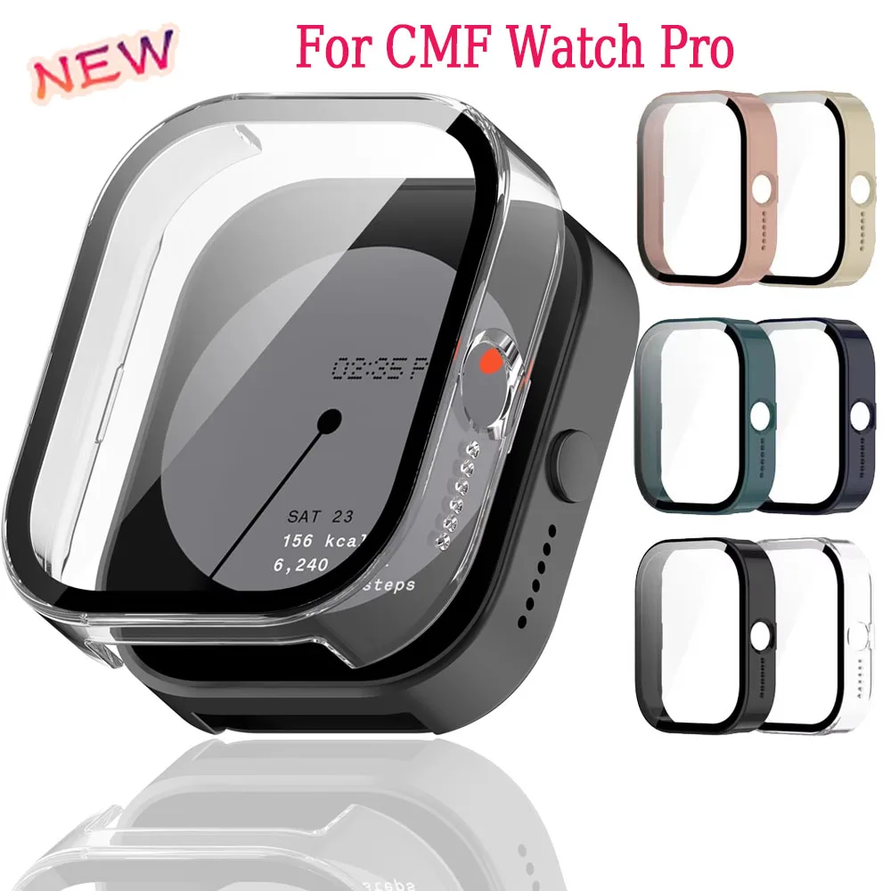 Фото Закаленное стекло + чехол для ПК для CMF Smart Watch Pro, защитный чехол, защита от царапин, экран, бампер, защитный корпус CMF Pro, аксессуары №1