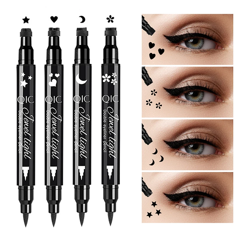 

Double-Head Liquid Eyeliner Pencil Stamp Black Seal Eye Liner Pen DIY Moon Star Heart Flower Eyeliners Waterproof Eye Makeup