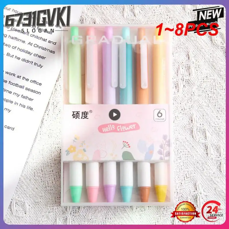 

1~8PCS Gradual Color Barrel Gel Pens Set Simple Morandi 0.5mm Ballpoint Black Color Ink for Writing Office School A7303