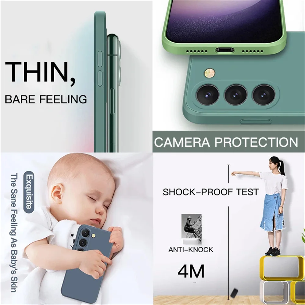 Original Liquid Silicone Case for Samsung Galaxy S25 S24 S23 S22 S21 S20 Plus FE UItra Soft Candy Back Cover S8 S9 S10