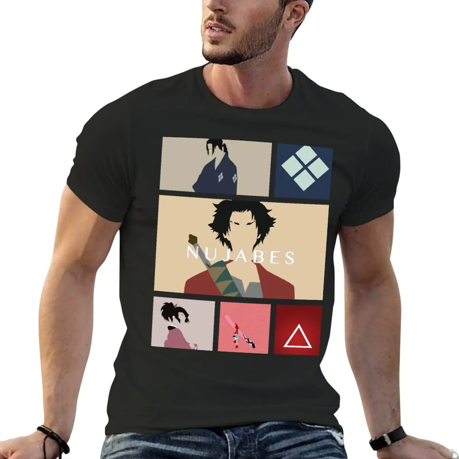 Мужская хлопковая футболка с принтом самурайского хамплоо большие размеры