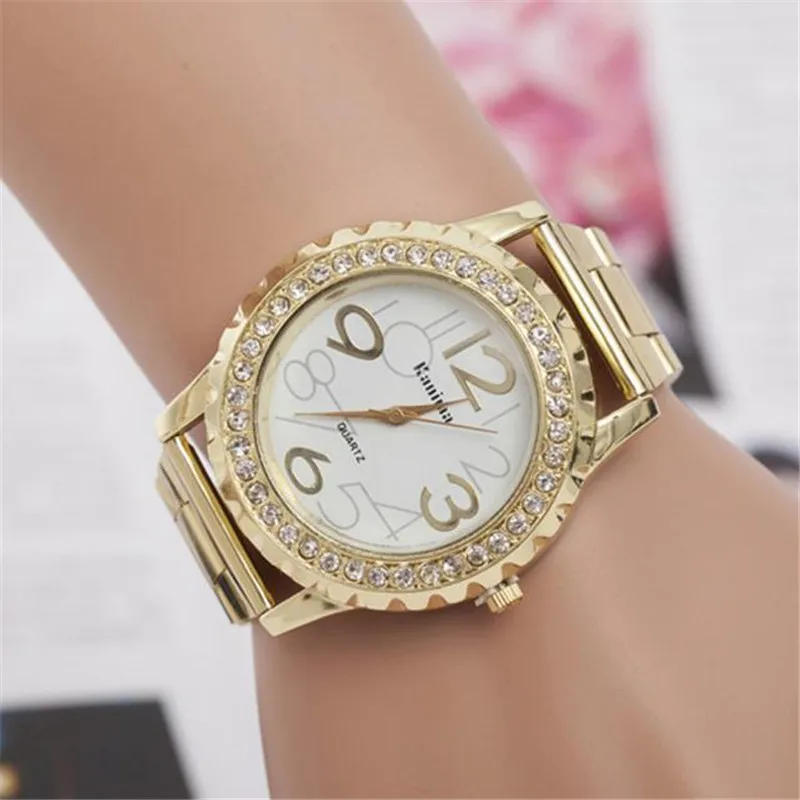 

NO.2 A1619 Fashion Luxury Women Watch Stainless Steel Wristwatch Crystal Casual Quartz Watch Relogio