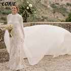 LORIE элегантные свадебные платья без рукавов с О-образным вырезом Русалка с открытыми плечами облегающее женское кружево Свадебные платья Boho 2022
