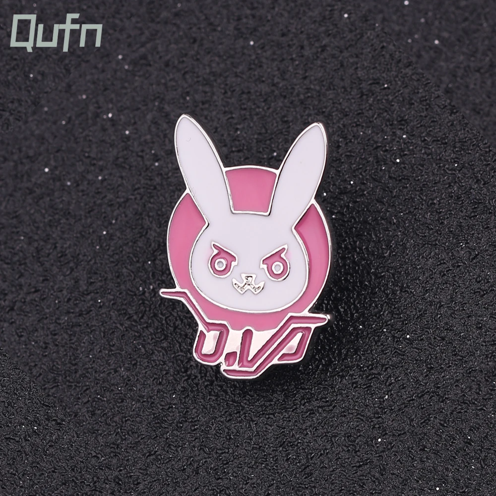 Overwatch Game Dva Rabbit Bunny Metal Pin Pink Trendy Jewelry Diva Bunny Hard Enamel Pin for Cosplay Costume Girl Accessory