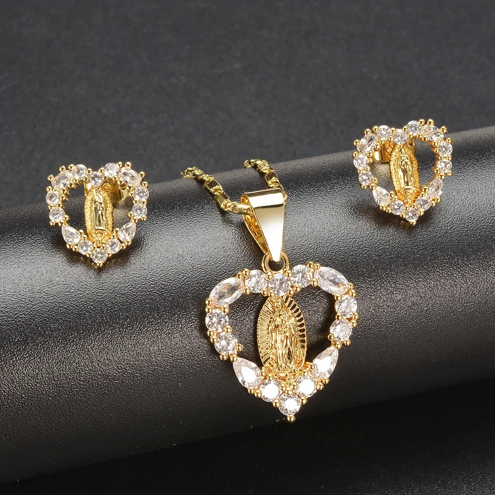 Женское Ожерелье и серьги в форме сердца/овальной искусственной кожи