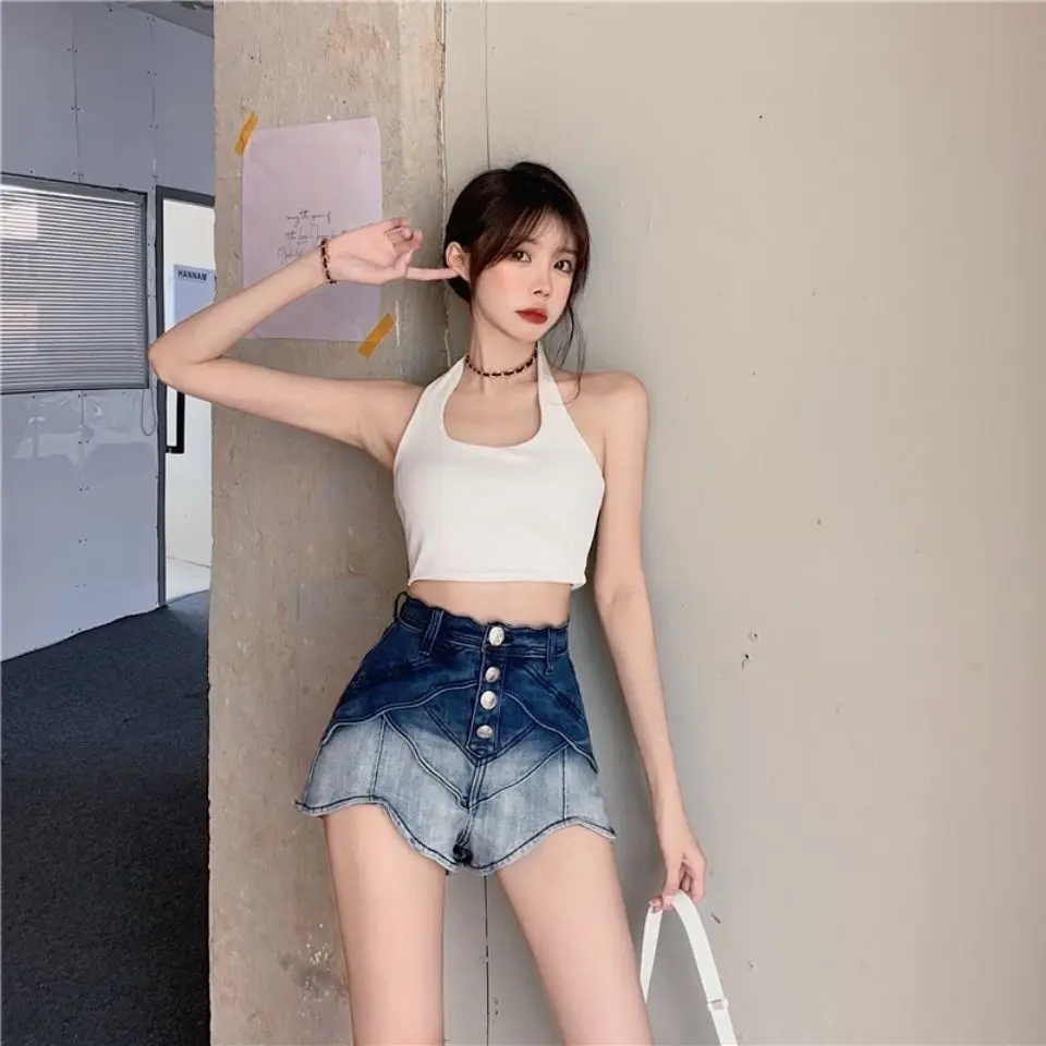 Casual Patchwork Irregualr Colorblock Short Pants For Women High Waist Streetwear Shorts Female Clothing Summer Fashion New