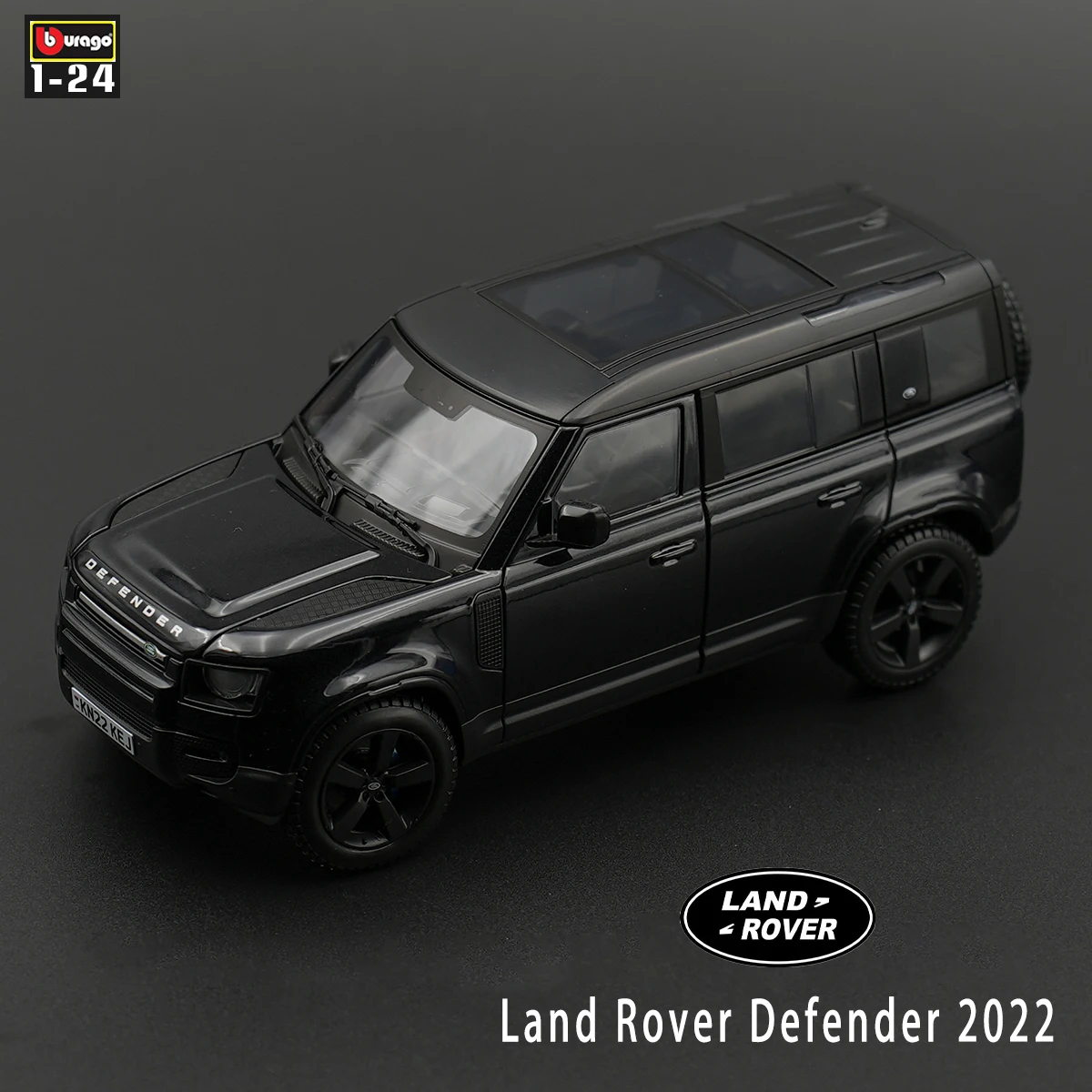 

Модель автомобиля литая черного цвета, 1:24 Land Rover Defender 2022