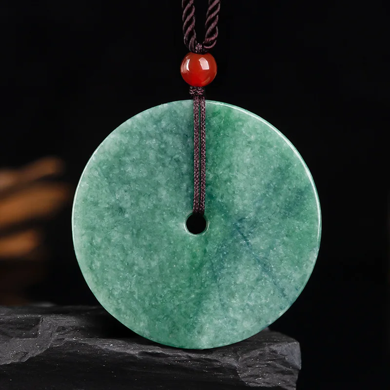 

Hot Selling Natural Jade Bean Green Ping An Pendant Jadeite Charm Necklace Exquisite Jewelry Fashion Men Women with Chain Gift