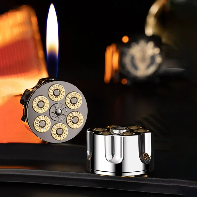 Metal Grinding Wheel Open Flame Lighter Novelty Inflatable Butane Gas Army Fan Lighter
