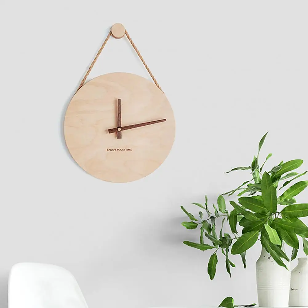 

Wall Clocks Wood Clock Punch-free Precise Wooden Kids Room Hanging Silent Wall Clock Dorm Supplies Home Decor