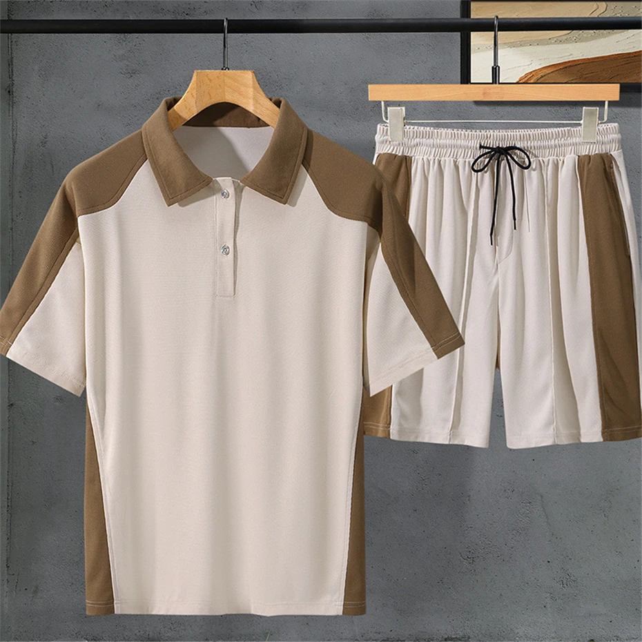 Summer Polo Sets Men Hip Hop Shirts Shorts Plus Size 10XL 11XL Hawaiian Suits Male Streetwear Patchwork Sets Big Size 11XL 10XL