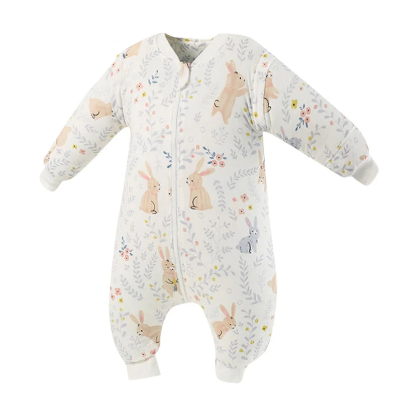 Baby 100% Cotton Sleeping Bag Long Sleeve Winter Cartoon Split Leg Removable Sleeve Sleepsack Wrap Fit 0~6 Year Baby