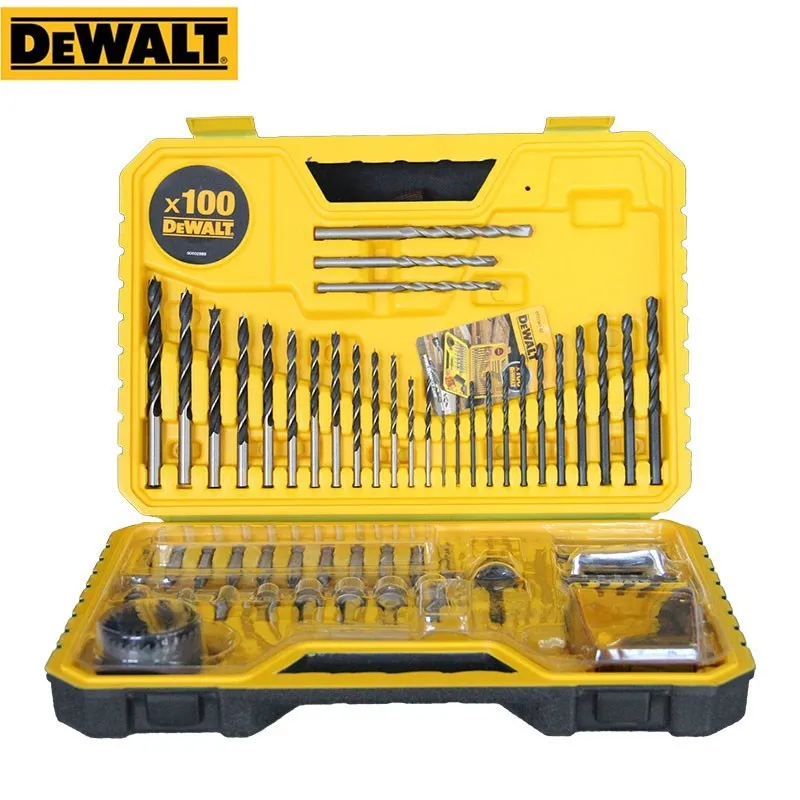 

Набор многофункциональных комбинированных сверл DEWALT, 100 шт., набор сверл с черной пластиковой коробкой, набор сверл