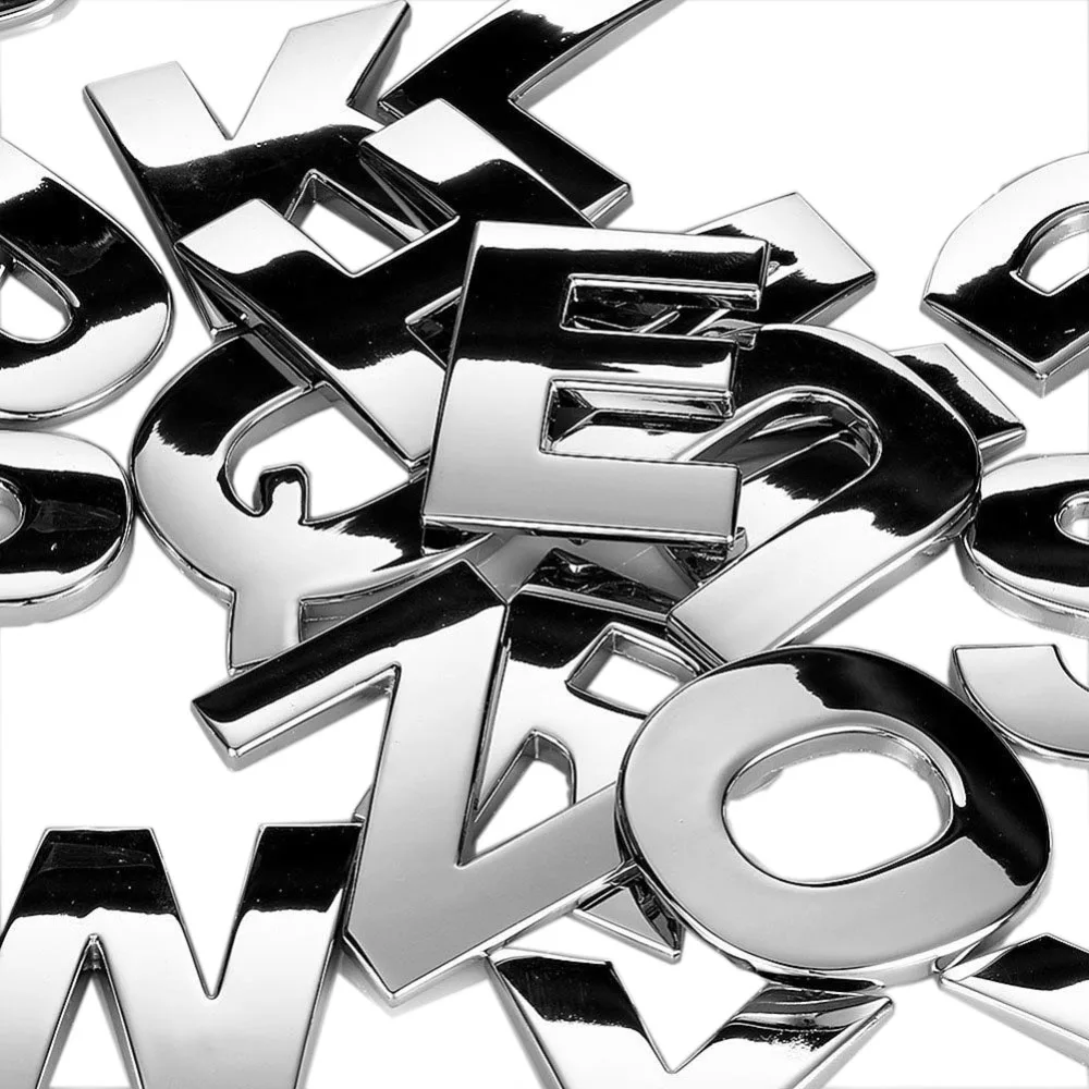 Наклейки для автомобиля металлические буквы стикеры 25 мм (A-Z 0-9) | Автомобили и
