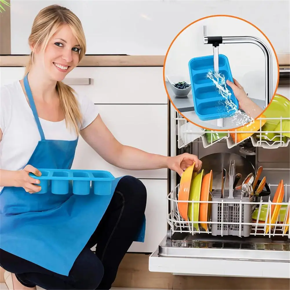 

Silicone Freezer Tray Soup 4 Cubes Food Freezing Container Molds Ice Tray With Lid DIY Frozen Packag Box Kitchen Bar Accessories