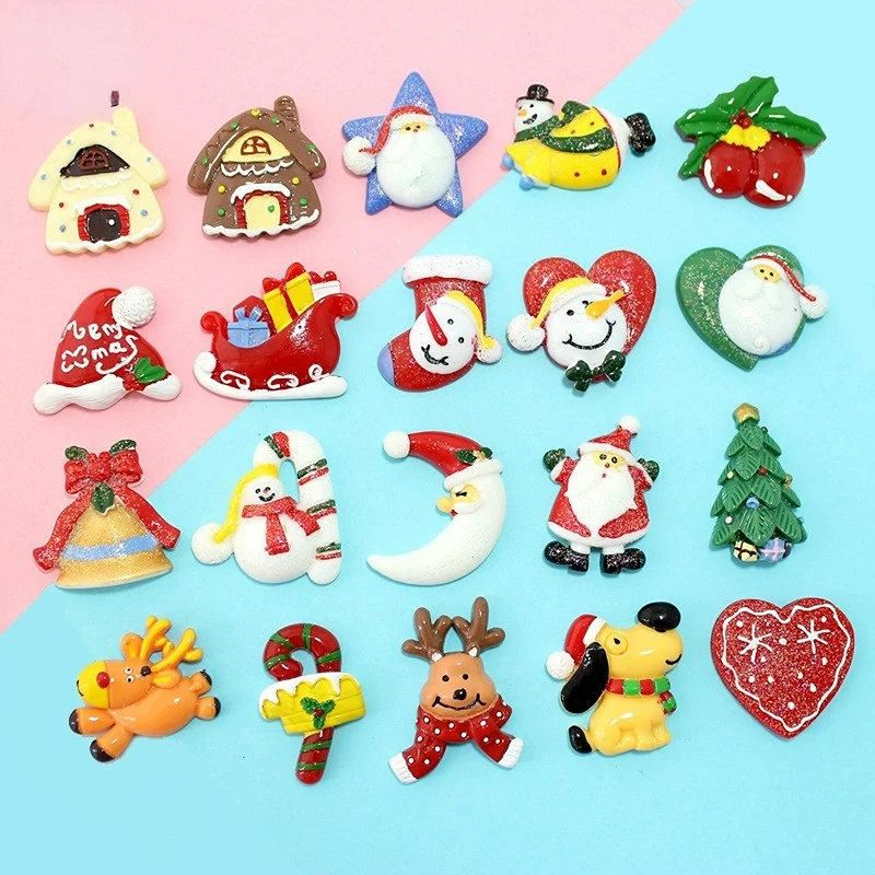 

10pcs Resin Diy Christmas Hair Decoration Flatback Charms Scrapbooking Accessories Cabochon Dollhouse Miniatures Kawaii Figurine