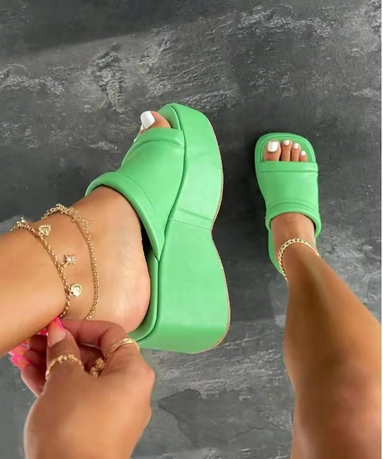 

Shoes Women 2022 Summer Fish Wedge Sexy Platform Sandals Women Solid Color Plus Size Height Increase Slippers Open Toe Shoes