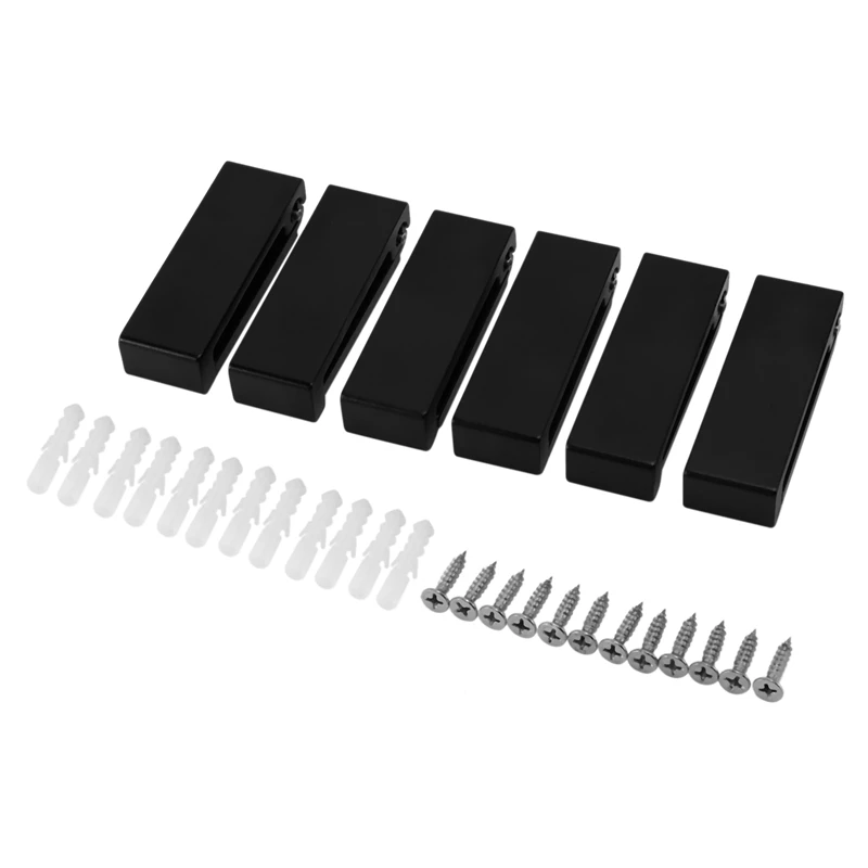 

6-Piece Aluminum Alloy Folding Hook Single Hook For Coat Rack Suitable For Bathroom Kitchen And Living Room Black