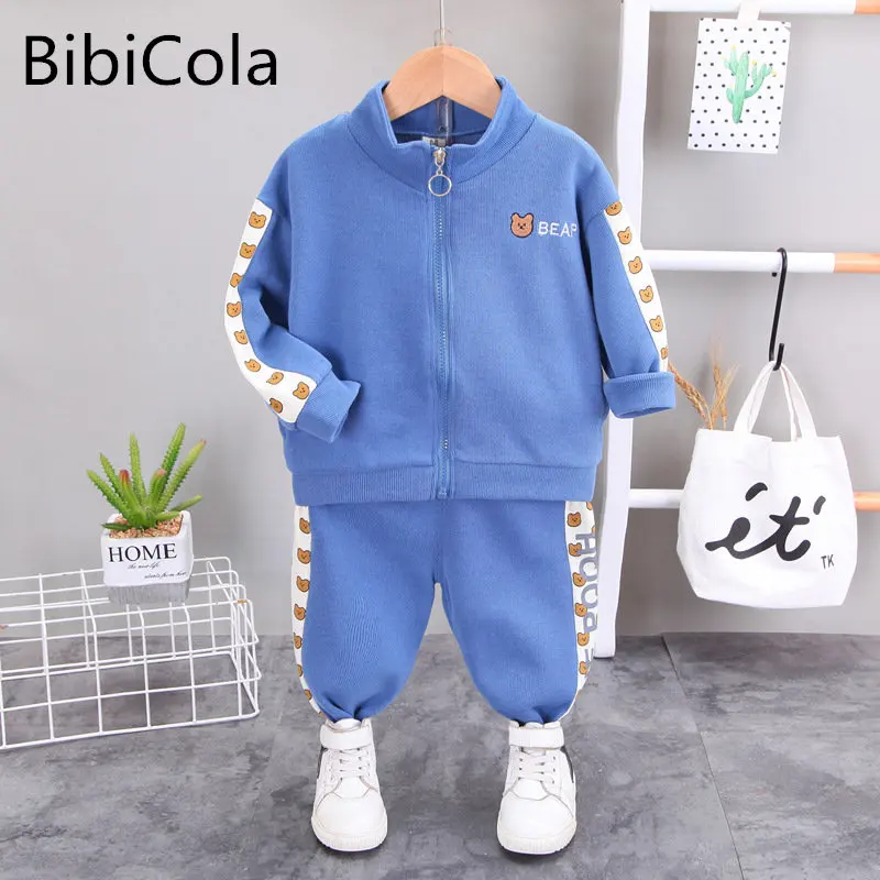 

Children's bear print clothing baby boys long sleeve 2PCs girl spring and autumn new cartoon leisure sports suit 1-4 year old