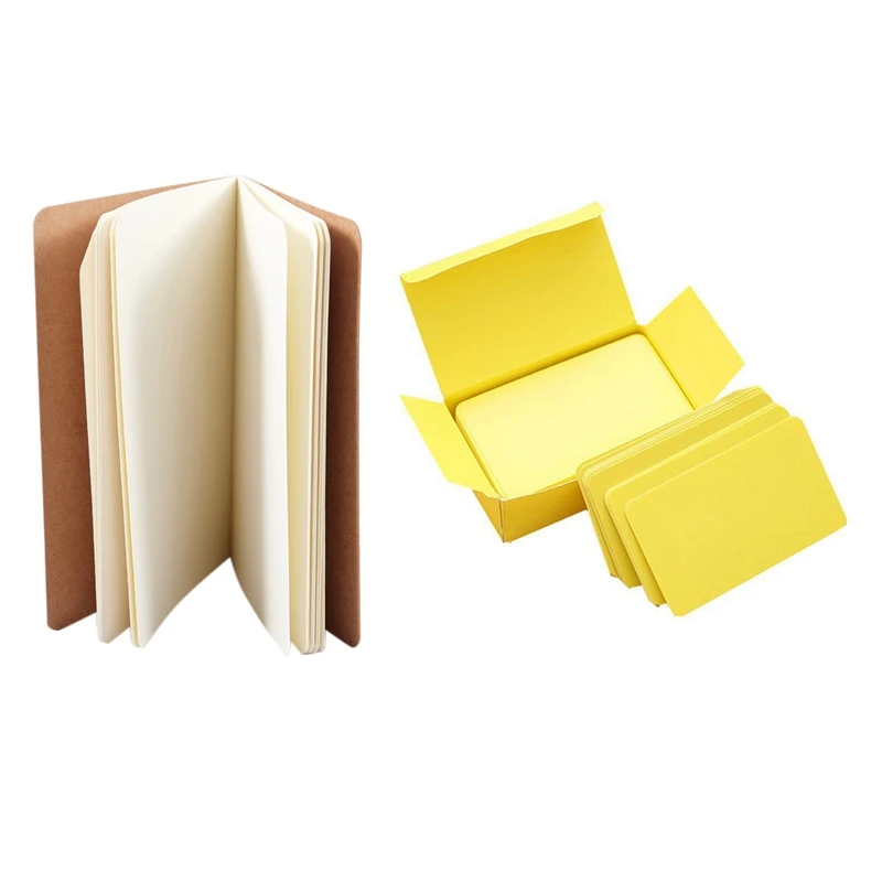 

Notebook Blank Notepad Book With 100 Memory Cards Blank DIY Graffiti Word Cards Yellow