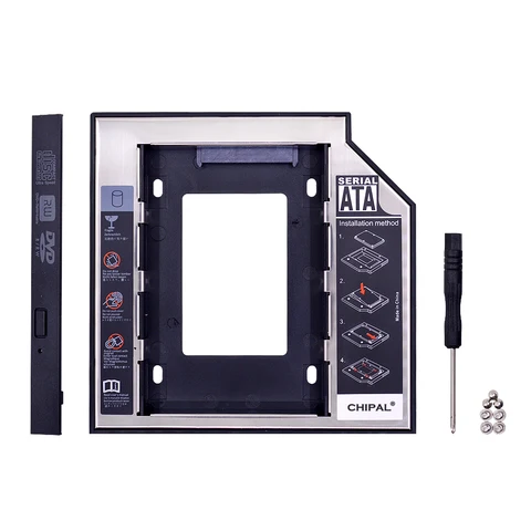 CHIPAL 2nd HDD Caddy 12,7 мм алюминиевая Optibay SATA 3,0 коробка для жесткого диска корпус DVD адаптер 2,5 SSD 2 ТБ для ноутбука CD-ROM