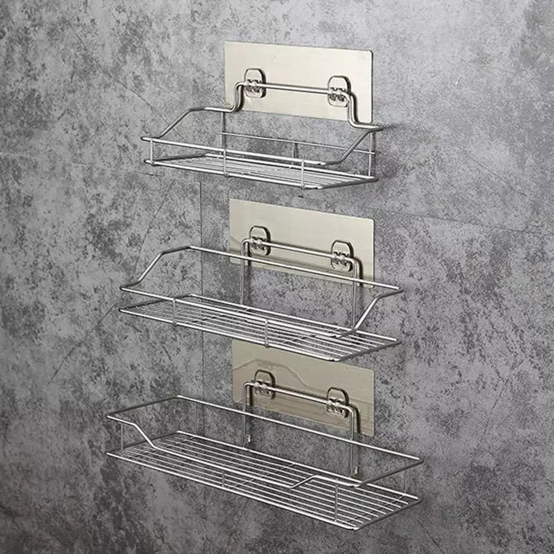 

NEW2023 Stainless Steel Bathroom Storage Shelf Punch-Free Kitchen Bathroom Toilet Wall Hanging Storage Rack