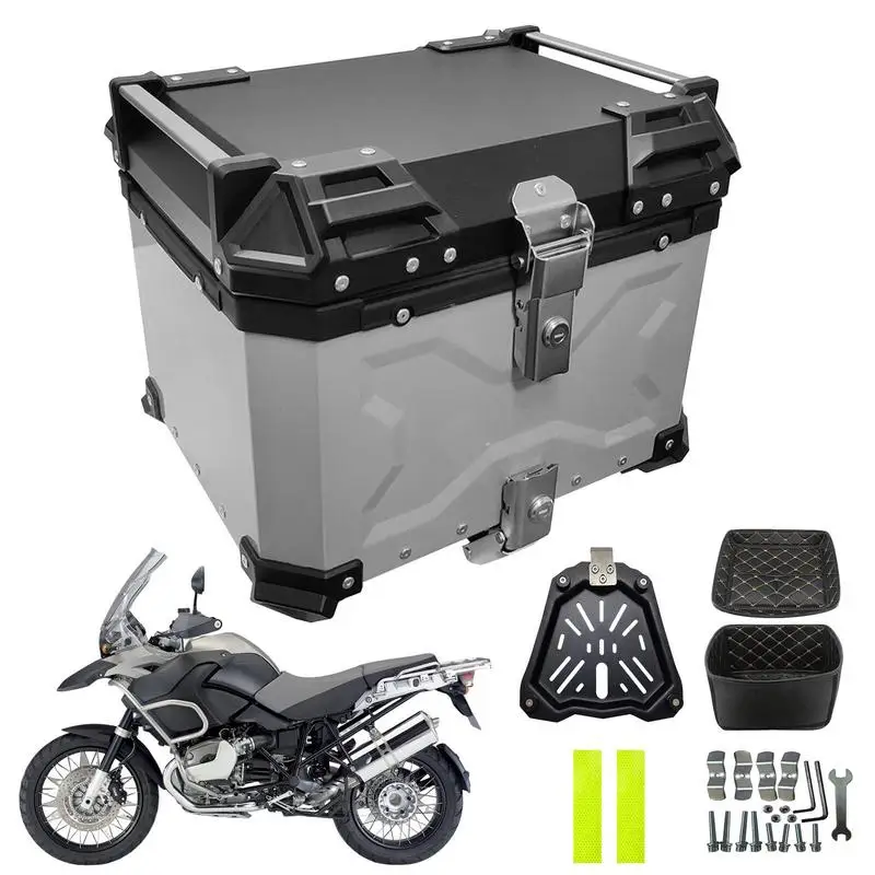 

Motorcycle Top Cases 45L Reliable Aluminum Motorcycle Top Case Motorcycle Rear Storage Box Large Capacity Universal Motorcycle