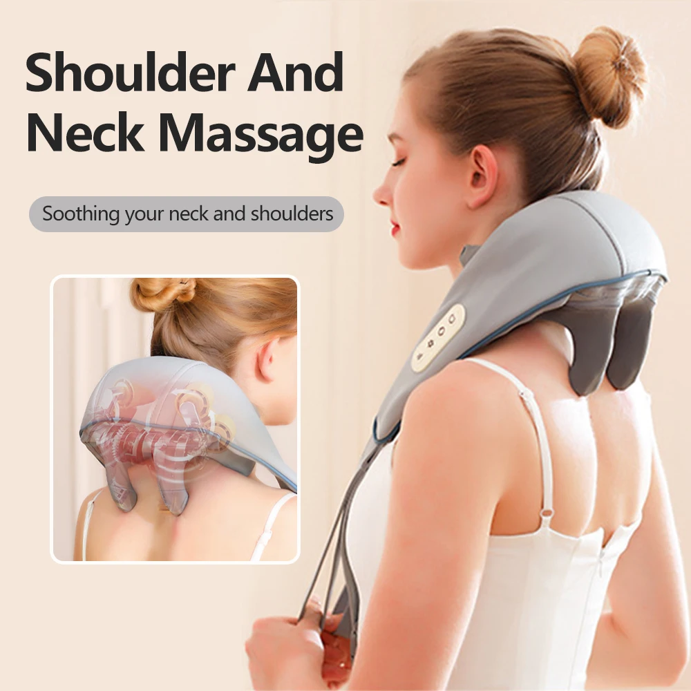 Massaggiatori Per Collo E Spalle Con Calore Shiatsu Impastare Massaggiatore Per Il Collo Scialle Per Massaggio Cervicale Ricaricabile Muscolo Lenitivo