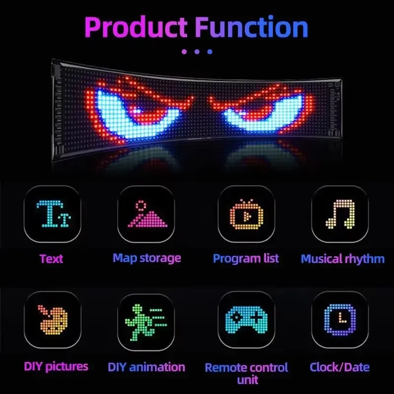 Фото Автомобильная светодиодная матрица Pixel Мягкий экран Лобовое стекло Devils Eyes Bliking Flashing LED Eyes APP Control Truck Window Board для Audi a3 BMW №3
