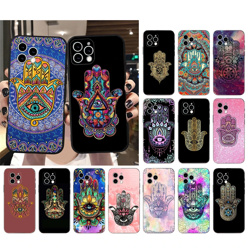 

Phone Case For iphone 14 Pro Max 13 12 11 Pro Max XS XR X 12mini 14 Plus 7 8 SE Hamsa Hand Case Funda