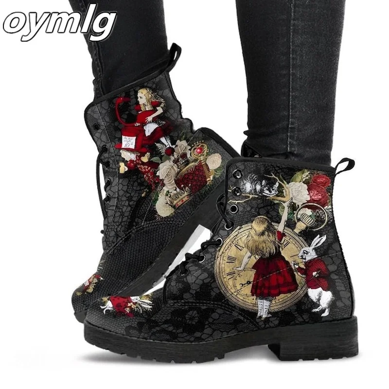 

Martin Boots Women's Autumn Winter 2022 Fashion Women's boots Tooling Boots Skull Flower Print High-top women Boots Ladies
