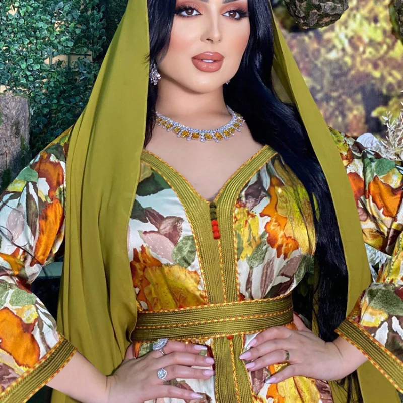 

Kaftan Dubai Abaya Turkey Muslim Women Hijab Dress Islam Clothing Caftan Marocain Evening Dresses Eid Mubarak Robe Femme Abayas