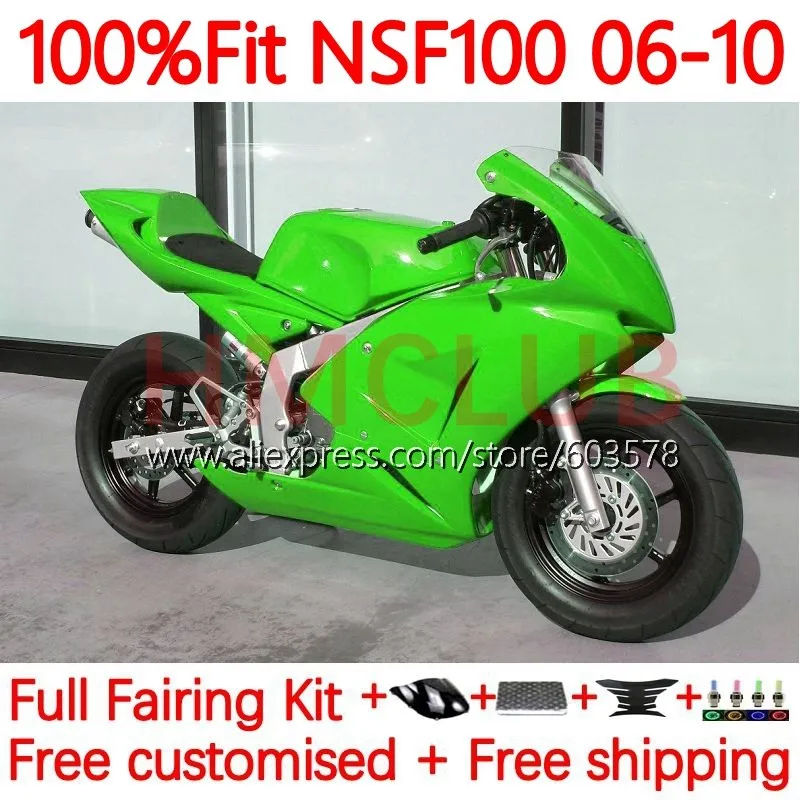 

Fiberglass Race For HONDA NSF 100 NSF100 2006 2007 2008 2009 2010 NSF-100 06 07 08 09 10 Injection Fairing green gloss 77No.98