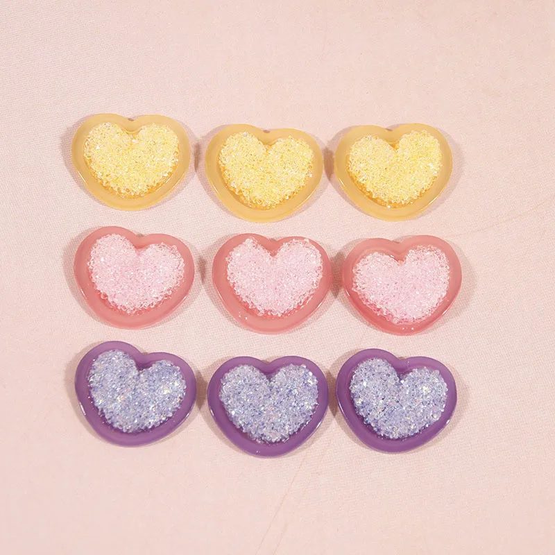 

New arrived 50pcs/lot color particles effect cartoon hearts shape flatback cabochon beads diy jewelry earring/hair accessory